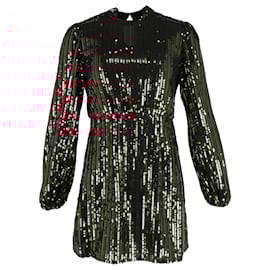 Autre Marque-Rixo Samantha Sequinned Mini Dress in Red Viscose-Red,Dark red