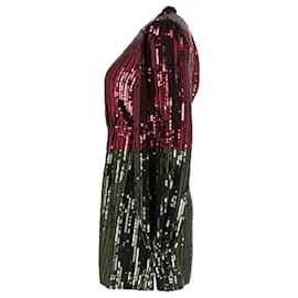 Autre Marque-Rixo Samantha Sequinned Mini Dress in Red Viscose-Red,Dark red