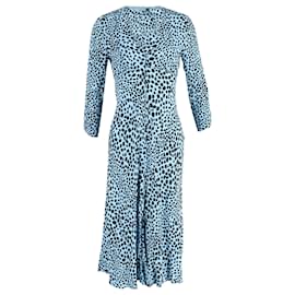 Autre Marque-Rixo Katie Leopard Print Dress in Blue Viscose-Blue,Light blue