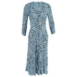 Autre Marque Rixo Katie Vestido Estampado de Leopardo em Viscose Azul Azul Azul claro