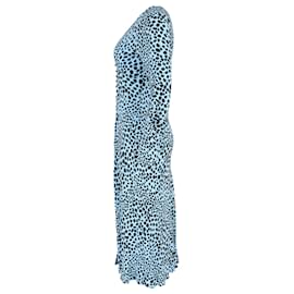 Autre Marque-Rixo Katie Leopard Print Dress in Blue Viscose-Blue,Light blue