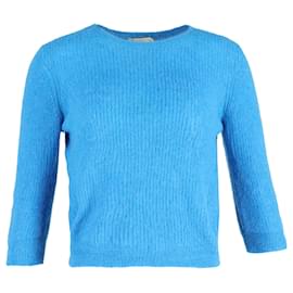 Pull côtelé Maje Marcel en polyamide bleu Bleu