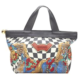 Tote Bag aus Leder mit Barocco-Schachbrettbesatz im Vintage-Stil der 1990er Jahre von GIANNI VERSACE Andere