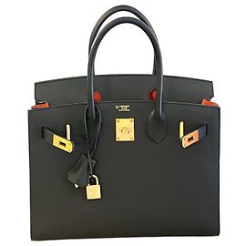 Hermès Birkin 30 Sellier Epsom Noir Orange Noir Orange