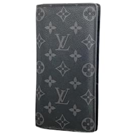 Louis Vuitton-Louis Vuitton Long Wallet Monogram Eclipse Portefeuille Brazza M61697-Black