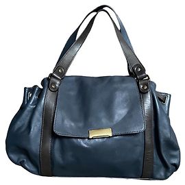 Gerard Darel Bolsa de aba de couro ardoise e marrom Gérard Darel Marrom Cinza Azul escuro