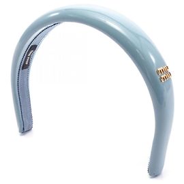 Miu Miu Patent Leather Headband in Cornflower Blue Blue