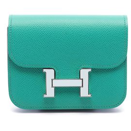 Hermès Hermes Constance Mint Bi-fold Wallet Green