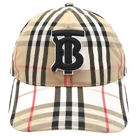Boné de beisebol de algodão bege Burberry Bege