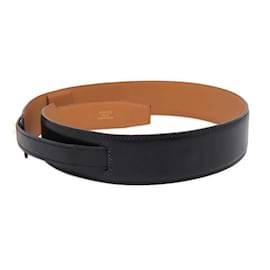 Hermès-Hermes Kelly Belt in Black Box Calf and Swift Leather-Black