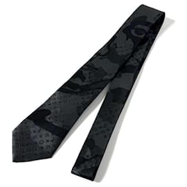 Louis Vuitton-Gravata masculina Louis Vuitton em seda monograma preta-Preto,Monograma