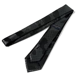 Louis Vuitton-Gravata masculina Louis Vuitton em seda monograma preta-Preto,Monograma