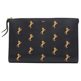 Clutch in pelle nera Chloé Nero
