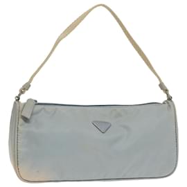 Prada-PRADA Pouch Nylon Blue Beige Silver Auth ep5947-Silvery,Blue,Beige