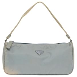 Prada-PRADA Pouch Nylon Blue Beige Silver Auth ep5947-Silvery,Blue,Beige