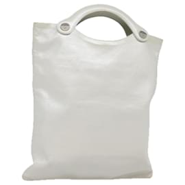 Chanel-CHANEL Matelasse Hand Bag Leather White CC Auth bs18834-White