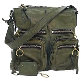 Chloé Sac à épaule en cuir khaki argent or authentique bs18597 Argenté Doré Kaki