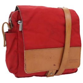 Burberry Borsa a spalla in nylon rosso Auth ti2117 Rosso
