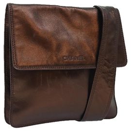 Borsa a spalla CHANEL in pelle bronzo oro CC Auth 93241 D'oro Bronzo