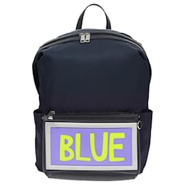 Fendi-FENDI Backpack Nylon Navy Silver Auth bs18443-Silvery,Navy blue