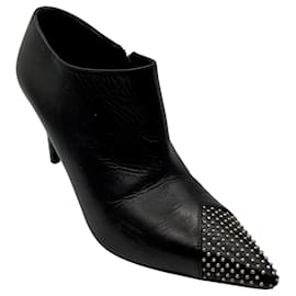 Saint Laurent-Saint Laurent Black Palladio Studded Leather Ankle Booties-Black