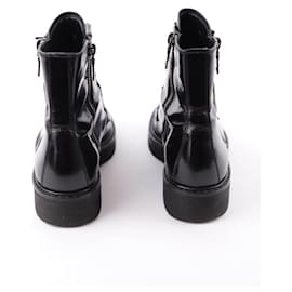 Prada-Lace-up leather boots-Black