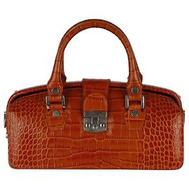Autre Marque Sac à main vintage Croco L.A.P.A. Marron