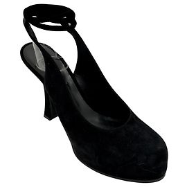 Casadei Black Suede Platform Wrap Pumps Black