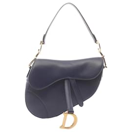 Christian Dior-Christian Dior Navy Leather Saddle Bag-Navy blue