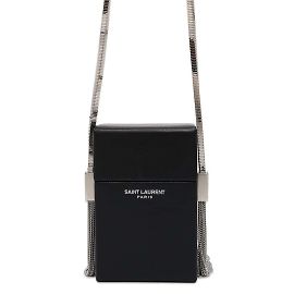 Yves Saint Laurent Black Leather Cigar Case Black