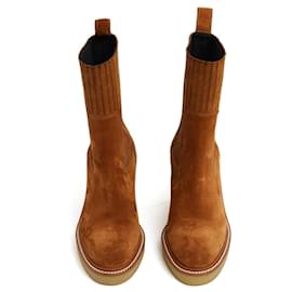 Hermès-Hermès 2024 Ankle Boots EU36 Donia 70 Gold Suede Boots UK3.5 US6 Hermes-Caramel