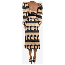 Johanna Ortiz-Black printed puffball sleeve cotton dress - size UK 6-Black