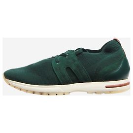 Loro Piana Grüne Strick- und Wildleder-Sneaker - Größe EU 38,5 Grün