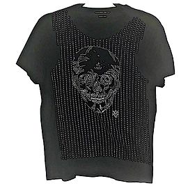 Authentic Alexander McQueen Black Striped Skull Tee Black
