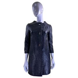 Kate Spade Erika Lacquered Tweed Coat Navy Blue Dark blue
