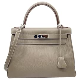 Hermès-Hermes Kelly 28 Taurillon Etoupe Handbag-Taupe