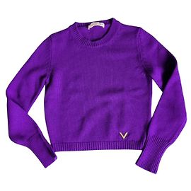 Valentino Garavani Kurzer violetter Kaschmirpullover Lila
