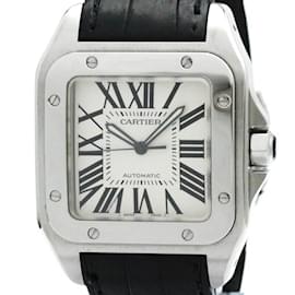 Cartier-Cartier Santos 100 LM Custom Diamond Steel Men's Watch-Other
