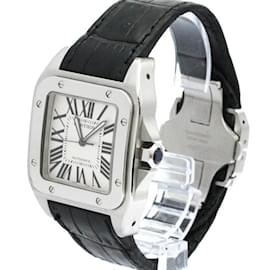 Cartier-Cartier Santos 100 LM Custom Diamond Steel Men's Watch-Other