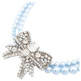 Miu Miu Blau und Silber Choker Halskette Silber Blau