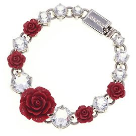Pulsera Charm Rosa Prada Plata Roja
