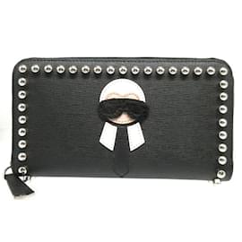Fendi-Fendi Carlito Karl Lagerfeld Leather Long Wallet-Black