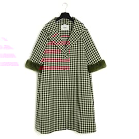 Fendi-Fendi Pre Fall 2018 Coat FR36/40 Red Wool Check Coat UK8/12 US6/10-Red