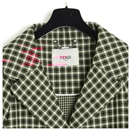 Fendi-Fendi Pre Fall 2018 Manteau FR36/40 Red Wool Check Coat UK8/12 US6/10-Rouge