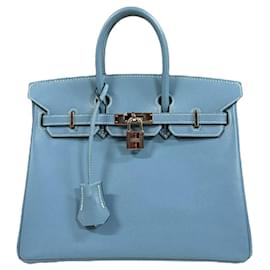 Hermès-Hermes Birkin 25 Handbag in Epsom Blue-Blue