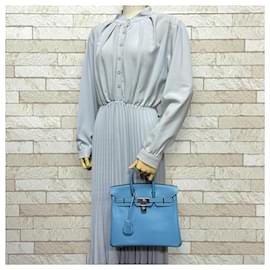Hermès-Hermes Birkin 25 Handbag in Epsom Blue-Blue