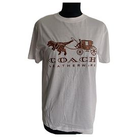 T-shirt Coach de algodão branco com bordado bronze Branco Bronze