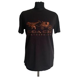 Camiseta Coach de algodón negro con bordado bronce Negro Bronce