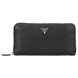 Prada Vitello Dino Long Wallet Black