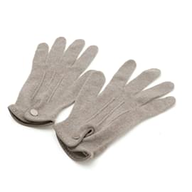 Hermès-Hermes Cashmere and Lambskin Short Gloves-Grey